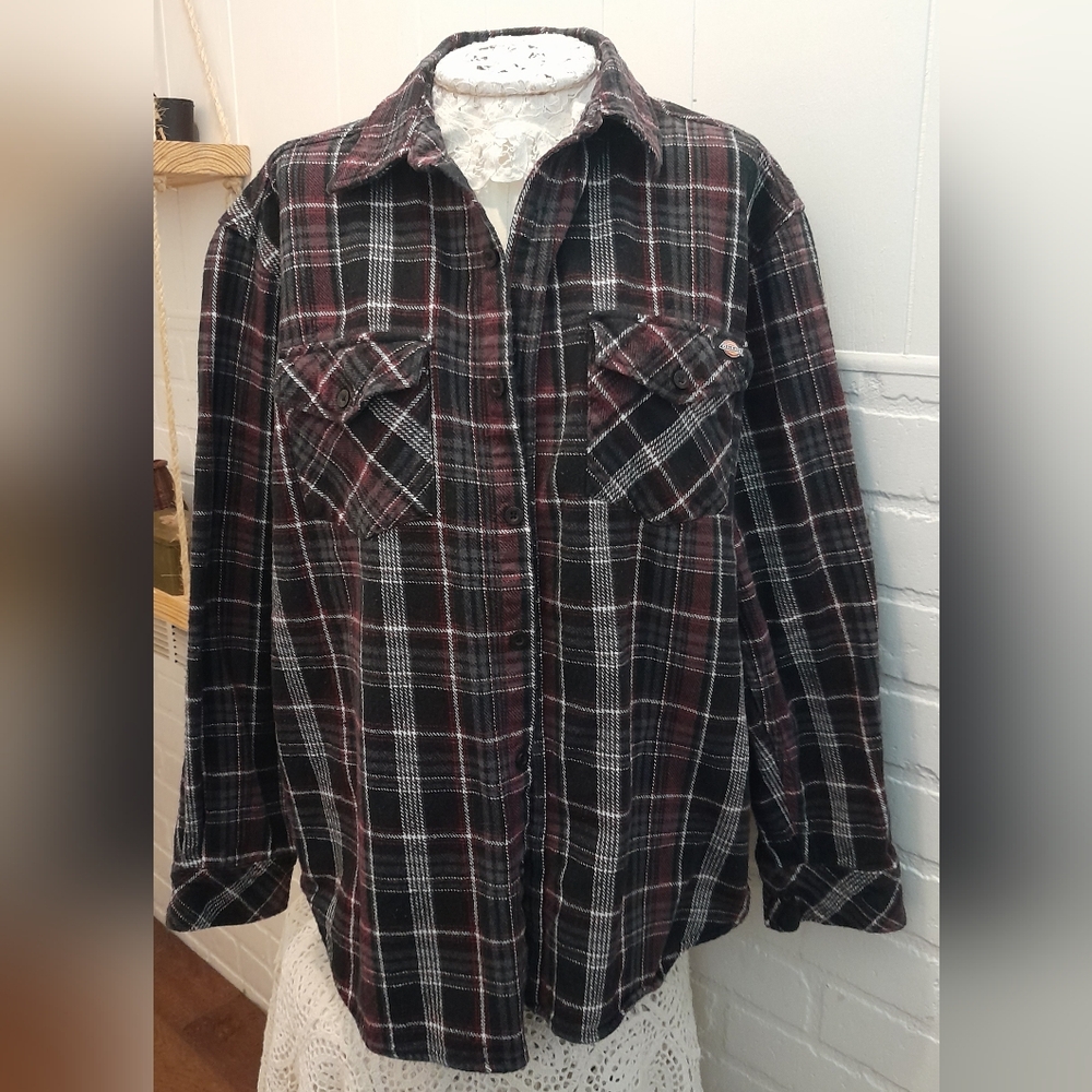 Dickies Black and Red Plaid Shirt